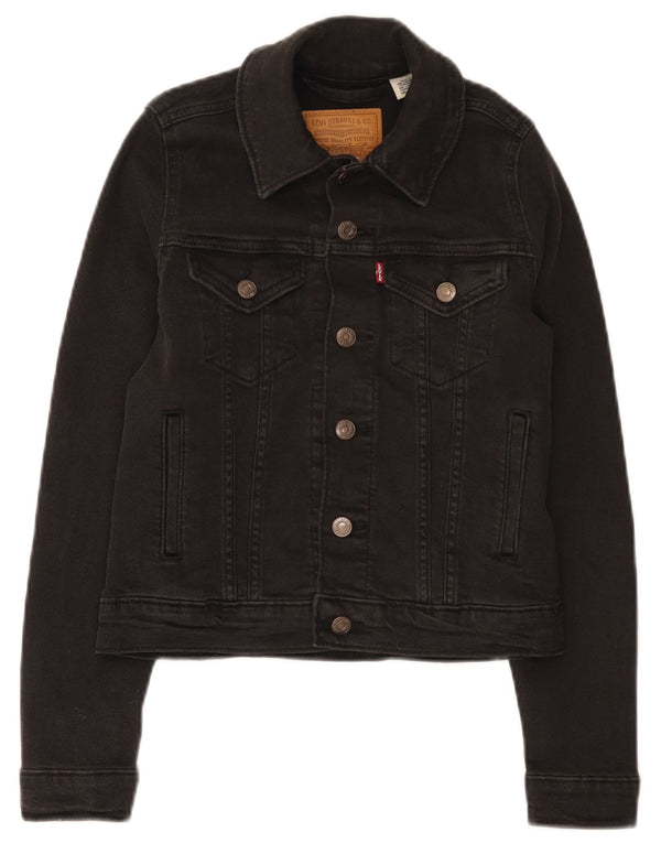 Levi's Womens Crop Denim Jacket UK 2 2XS Black Cotton