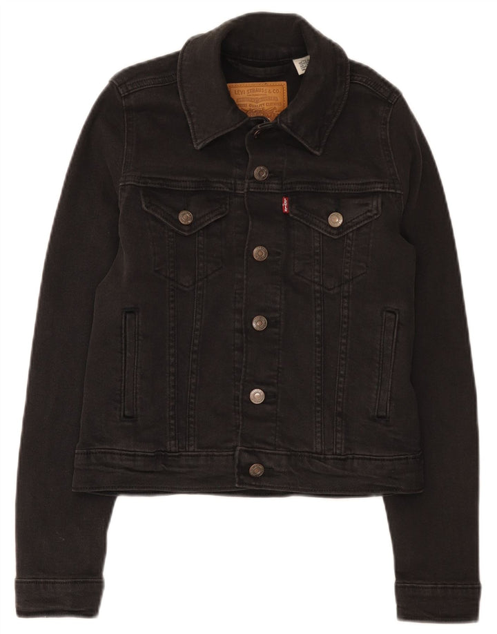 Levi's Womens Crop Denim Jacket UK 2 2XS Black Cotton