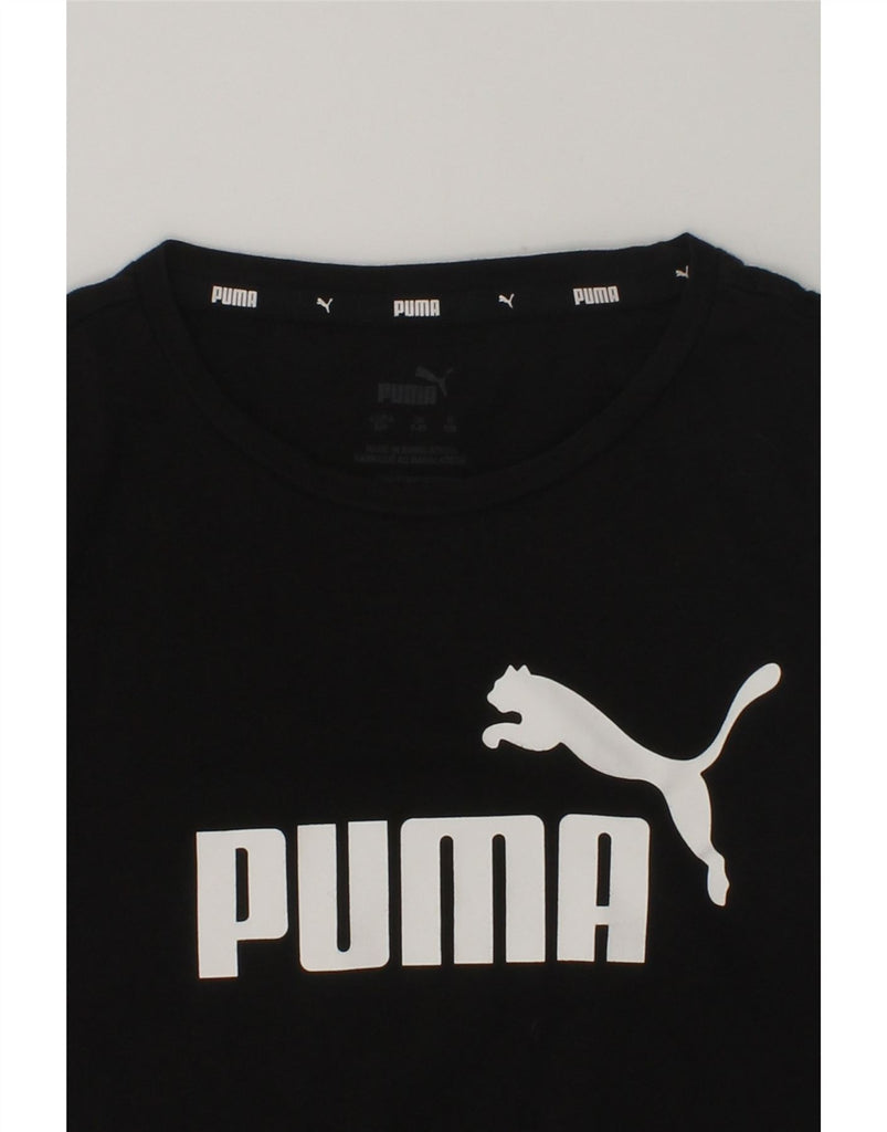 PUMA Girls Graphic T-Shirt Top 7-8 Years Black Cotton | Vintage Puma | Thrift | Second-Hand Puma | Used Clothing | Messina Hembry 