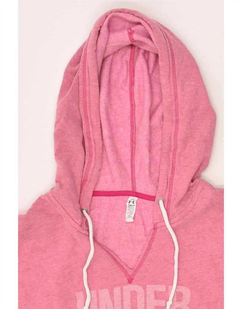 UNDER ARMOUR Womens Graphic Hoodie Jumper UK 12 Medium Pink Cotton | Vintage Under Armour | Thrift | Second-Hand Under Armour | Used Clothing | Messina Hembry 