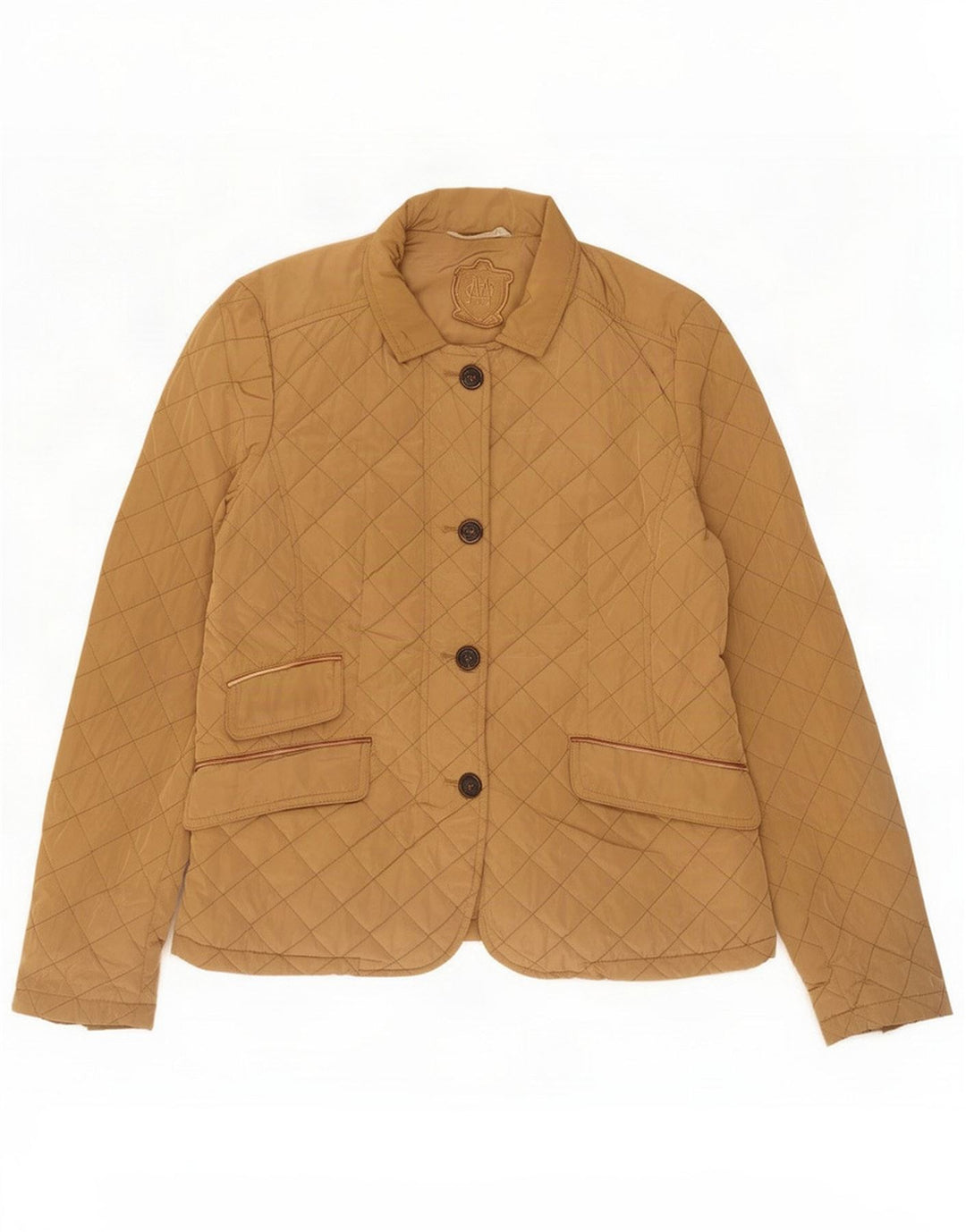 Massimo Dutti Womens Quilted Jacket UK 14 Large Beige Polyester