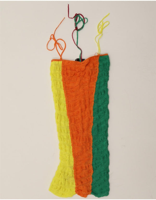 Zara Womens Knit Sundress UK 10 Small Multicoloured Colourblock Linen