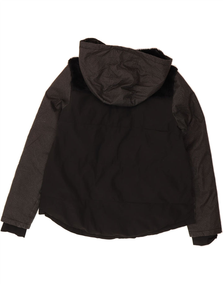 KAPPA Womens Hooded Padded Jacket UK 16 Large Grey Colourblock Polyester Vintage Kappa and Second-Hand Kappa from Messina Hembry 