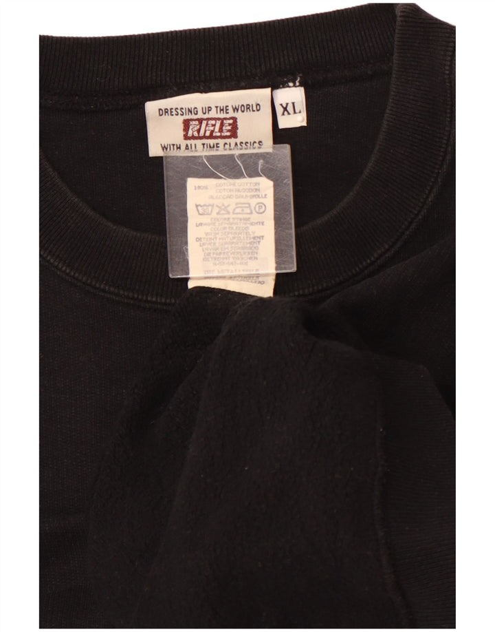 RIFLE Mens Sweatshirt Jumper XL Black Cotton