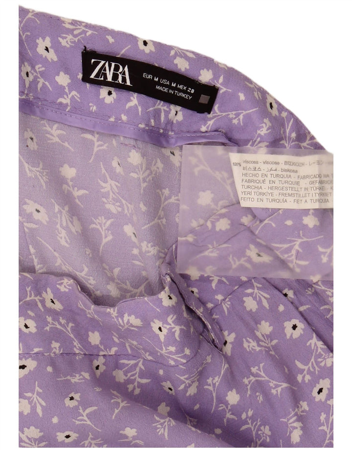 Zara Womens Mini Skirt Medium W28 Purple Floral Viscose