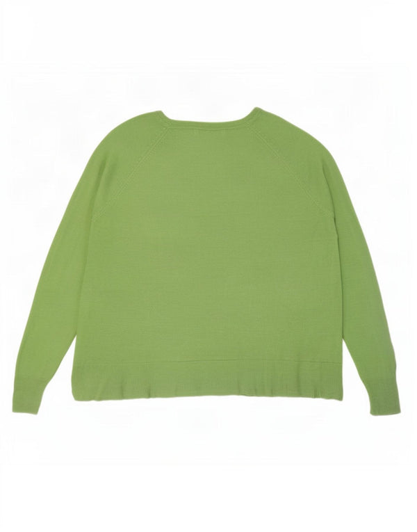 Zara Womens Oversized Boat Neck Jumper Sweater UK 14 Medium Green Viscose