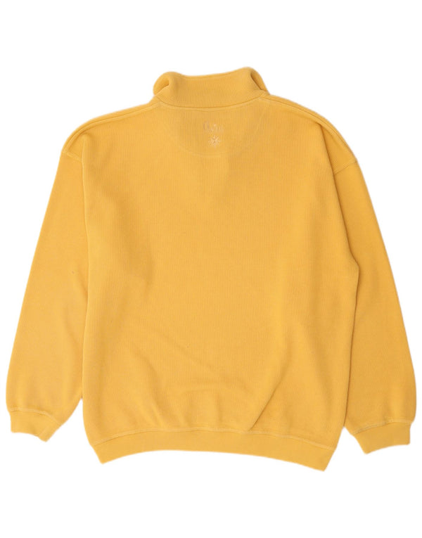 Vintage Mens Zip Neck Jumper Sweater XL Yellow Cotton