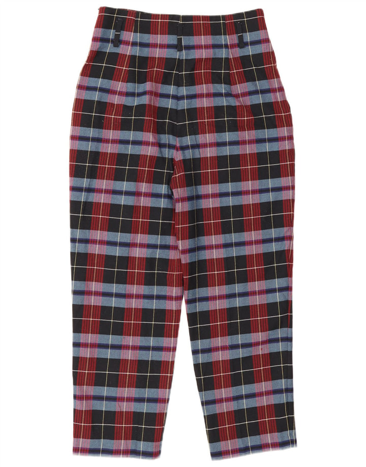 Zara Womens Tapered Cropped Trousers Large W30 L25 Red Check Polyester