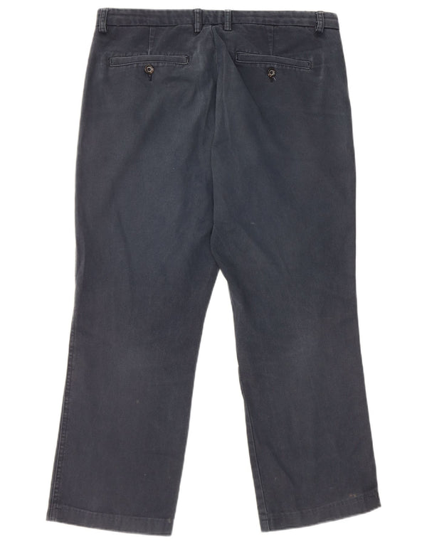 Benetton Womens Straight Cropped Trousers IT 46 Large W32 L25 Navy Blue