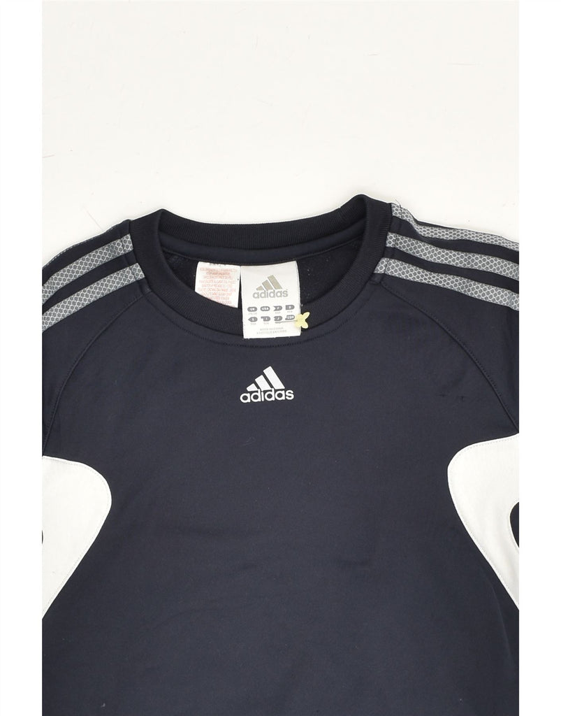 ADIDAS Boys Sweatshirt Jumper UK 28/30 10-11 Years Navy Blue Colourblock | Vintage Adidas | Thrift | Second-Hand Adidas | Used Clothing | Messina Hembry 