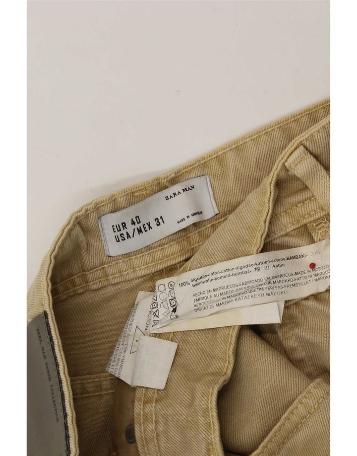 Zara Mens Denim Shorts EU 40 Medium W31 Beige Cotton