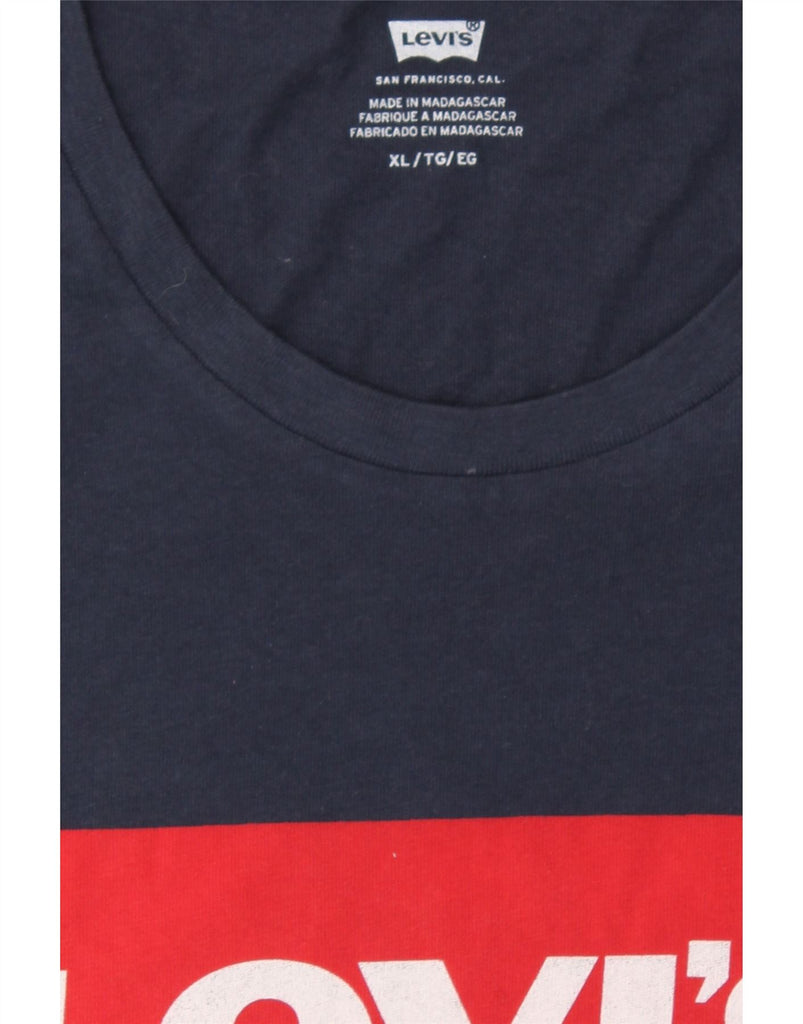 LEVI'S Mens Graphic T-Shirt Top XL Navy Blue Cotton Vintage Levi's and Second-Hand Levi's from Messina Hembry 