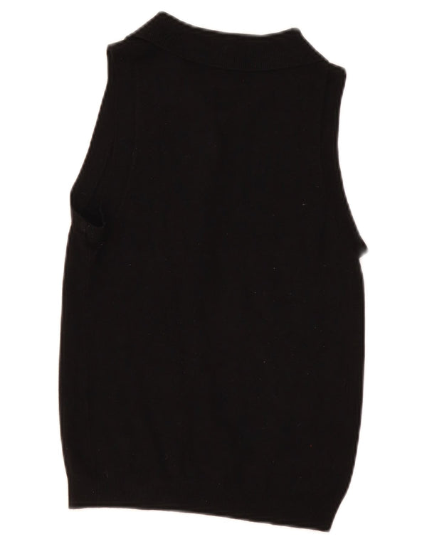 Zara Womens Polo Neck Vest Tank Top UK 8 Small Black