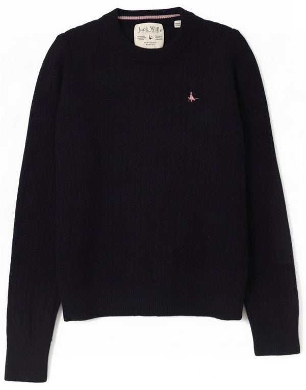 Jack Wills Womens Crew Neck Jumper Sweater UK 10 Small Navy Blue