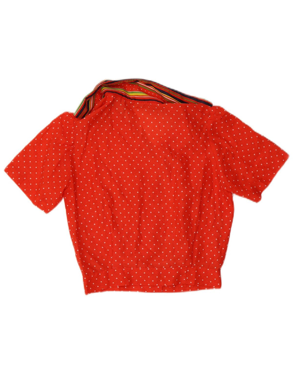Vintage Womens Crop Short Sleeve Shirt Blouse UK 8 Small Red Polka Dot