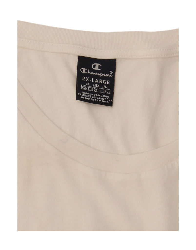 CHAMPION Mens Graphic Vest Top 2XL White Colourblock Vintage Champion and Second-Hand Champion from Messina Hembry 