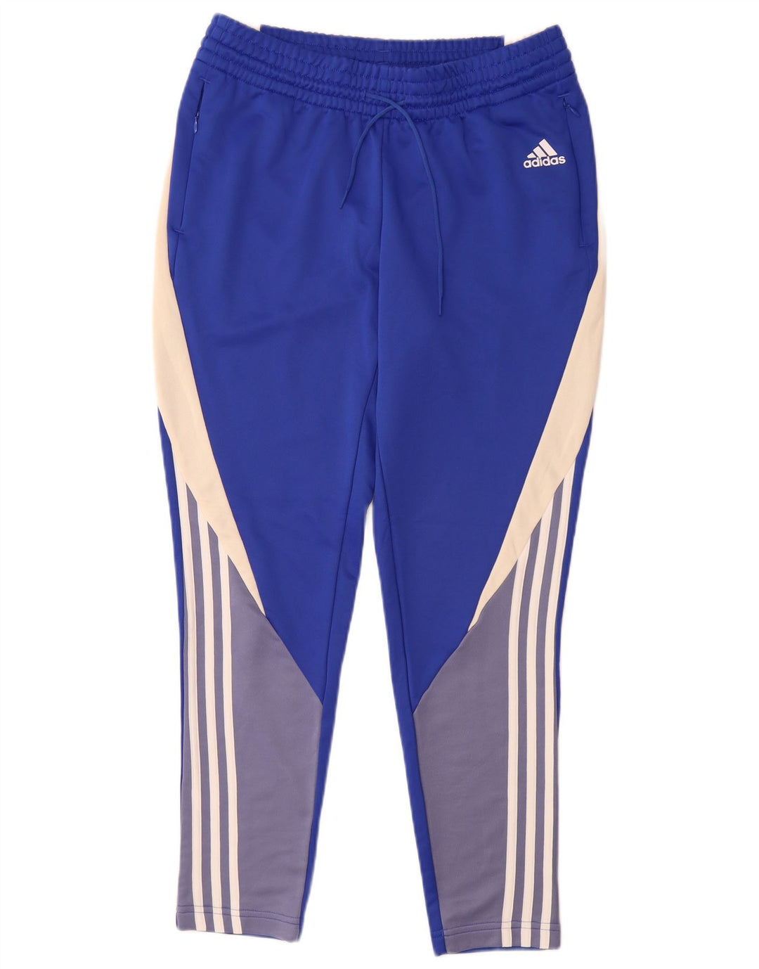 Adidas Womens Tracksuit Trousers UK 12/14 Medium Blue Colourblock Polyester