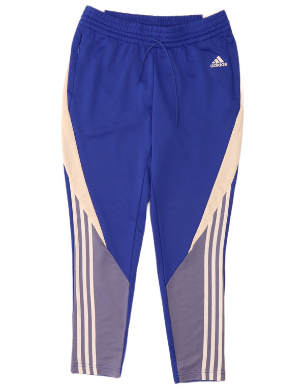Adidas Womens Tracksuit Trousers UK 12/14 Medium Blue Colourblock Polyester