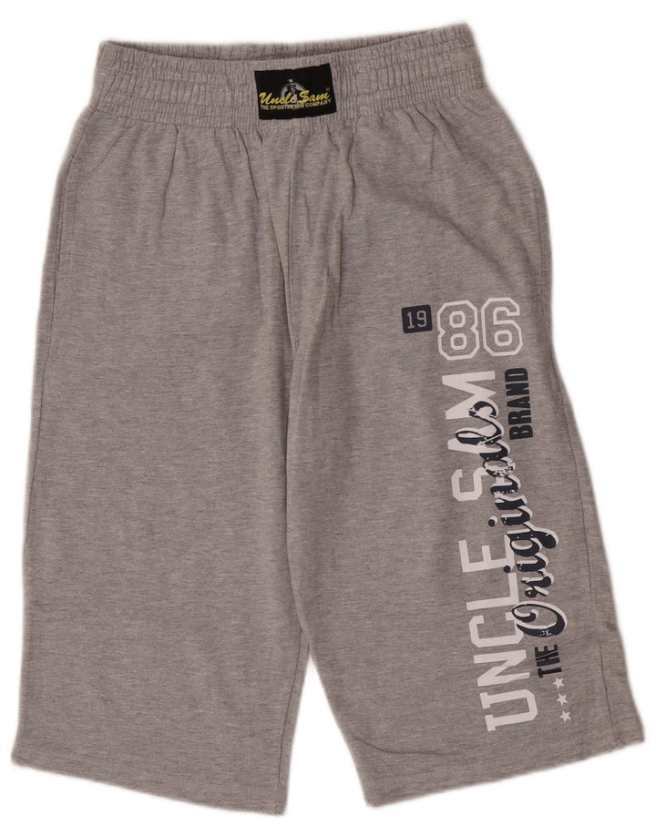 Uncle Sam Mens Graphic Bermuda Sport Shorts Medium  Grey Cotton