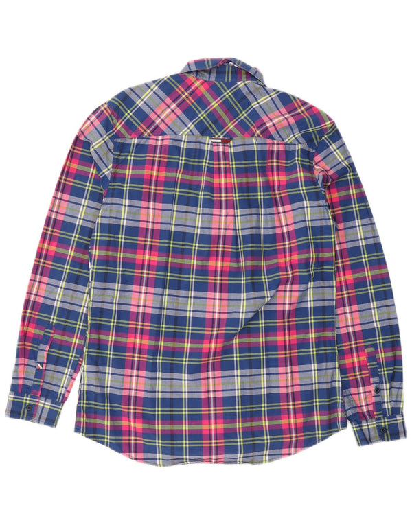 Tommy Hilfiger Mens Regular Fit Shirt Medium Navy Blue Check Cotton