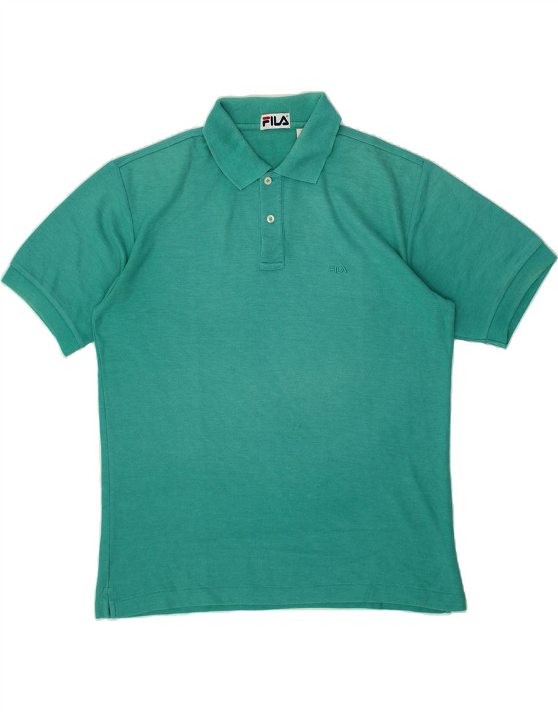 FILA Mens Polo Shirt IT 50 Medium Turquoise Cotton Vintage Fila and Second-Hand Fila from Messina Hembry 