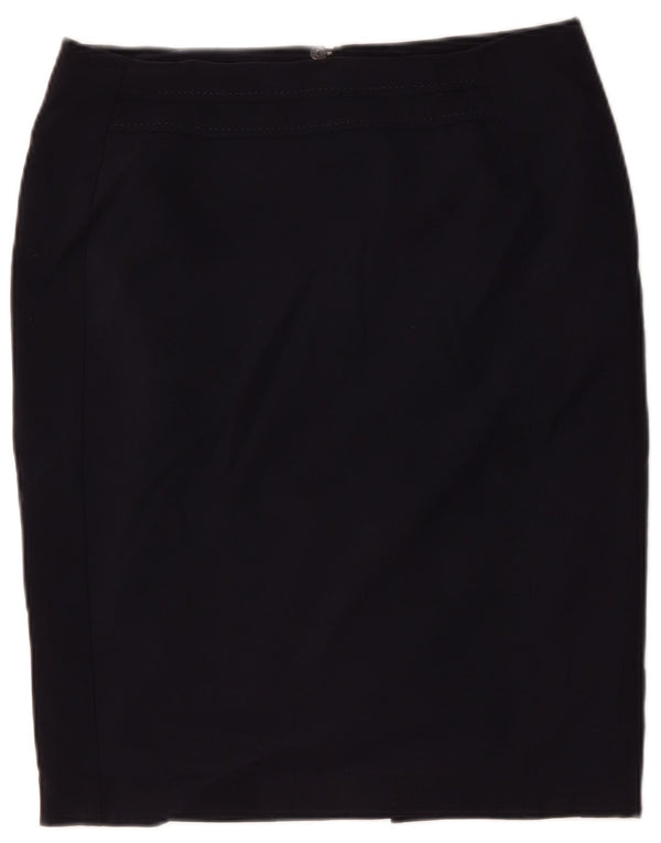 Marks & Spencer Womens Pencil Skirt UK 14 Large W34 Navy Blue Polyester