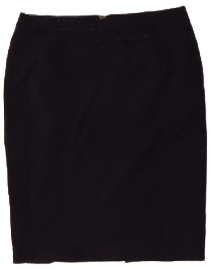 Marks & Spencer Womens Pencil Skirt UK 14 Large W34 Navy Blue Polyester