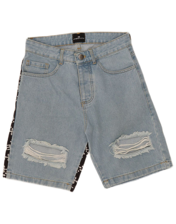 Vintage Womens Distressed Denim Shorts IT 42 Medium W29 Blue Colourblock