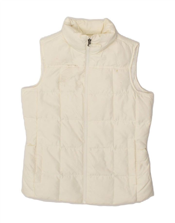 LANDS END Womens Padded Gilet UK 6 XS Off White Polyester Vintage Lands End and Second-Hand Lands End from Messina Hembry 