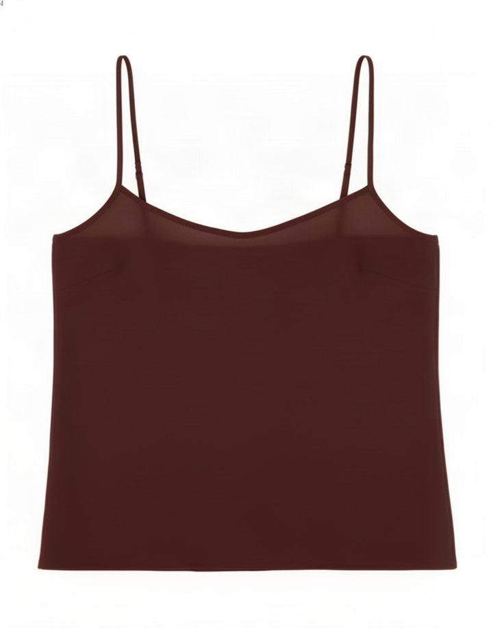 Monsoon Womens See Through Crop Cami Top UK 12 Medium Brown Silk