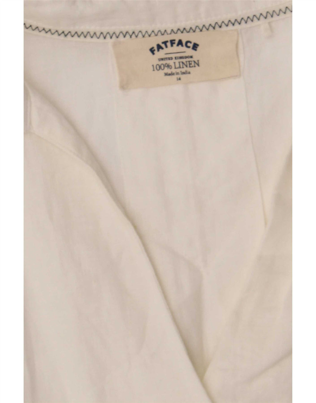 Fat Face Womens Loose Fit Pullover Shirt UK 14 Large White Linen