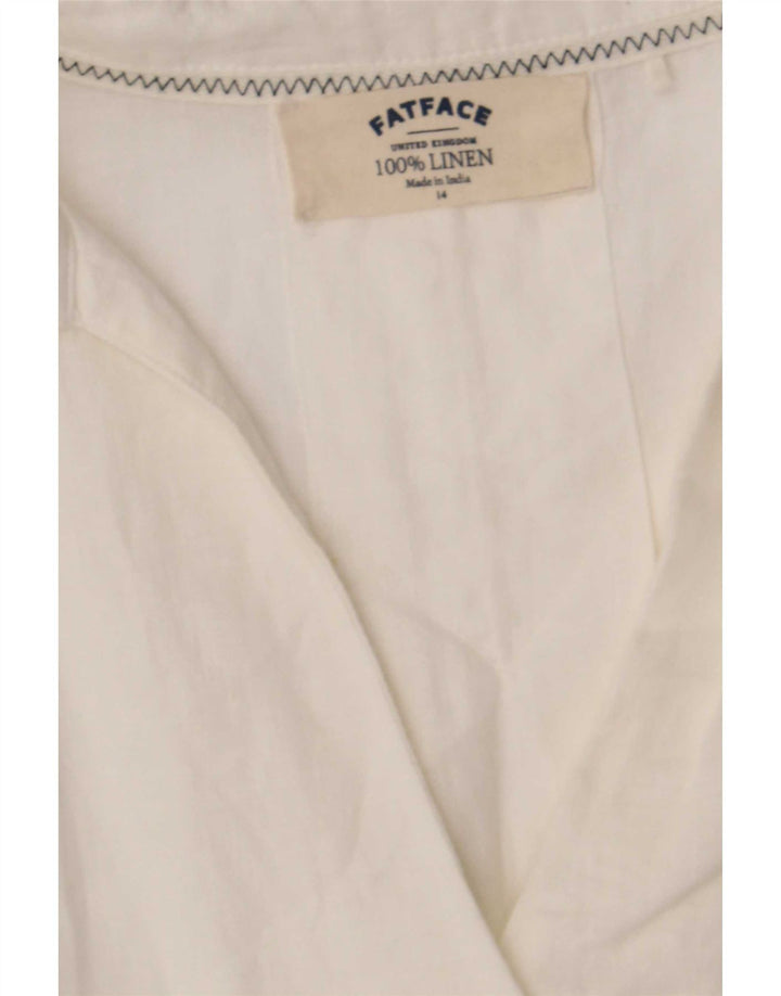 Fat Face Womens Loose Fit Pullover Shirt UK 14 Large White Linen