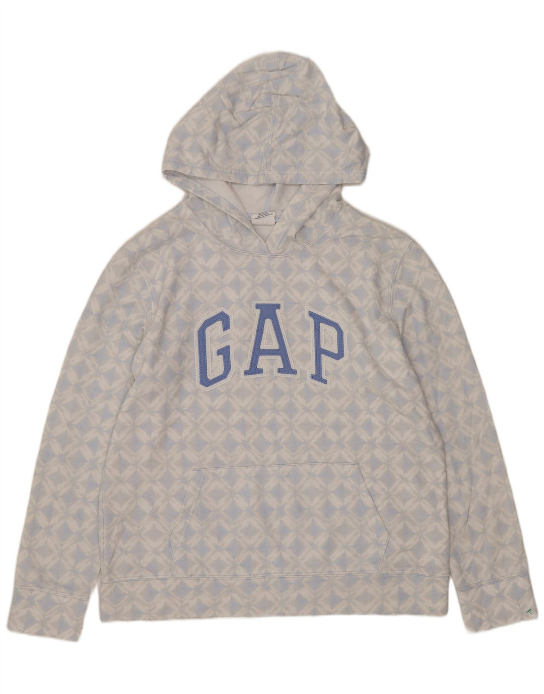 GAP Womens Graphic Hoodie Jumper UK 14 Medium Grey Geometric Cotton