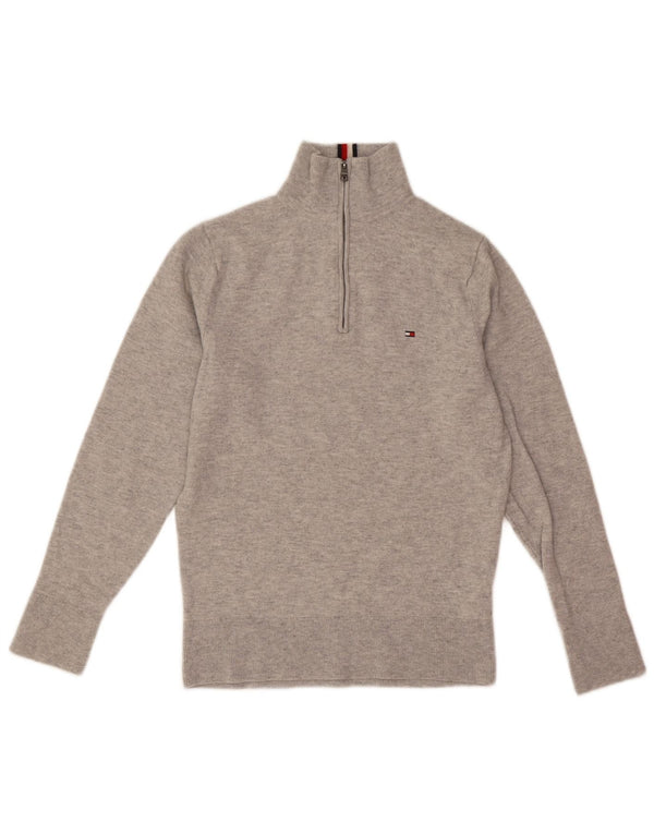 Tommy Hilfiger Mens Zip Neck Jumper Sweater XS Grey Wool