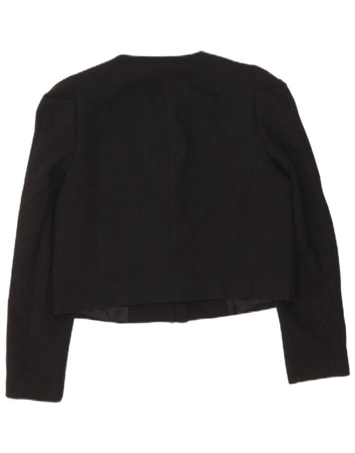 Zara Womens Crop Blazer Jacket UK 10 Small Black Polyester