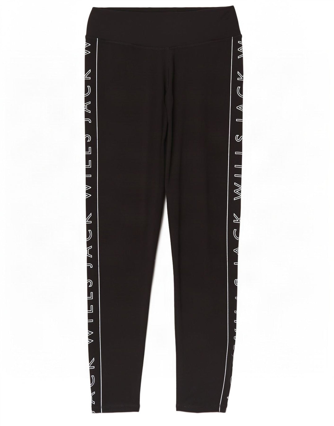 Jack Wills Womens Graphic Leggings UK 12 Medium Black Polyester