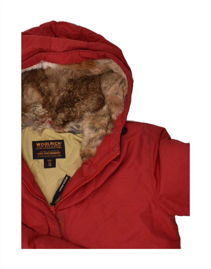 WOOLRICH Girls Hooded Padded Jacket 11-12 Years Red Polyester | Vintage Woolrich | Thrift | Second-Hand Woolrich | Used Clothing | Messina Hembry 