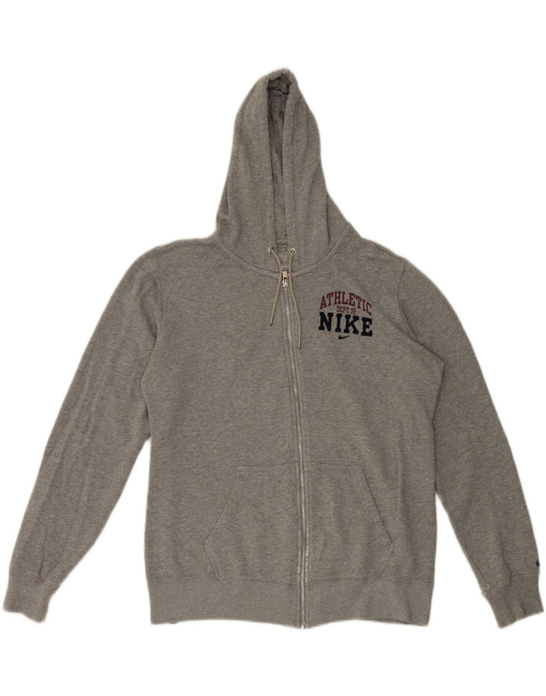 Nike Womens Zip Hoodie Sweater UK 18 XL Grey Cotton