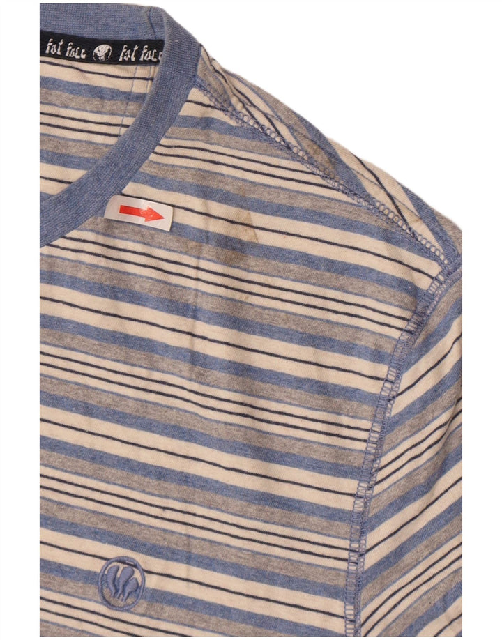 Fat Face Mens T-Shirt Top Large Blue Striped Cotton