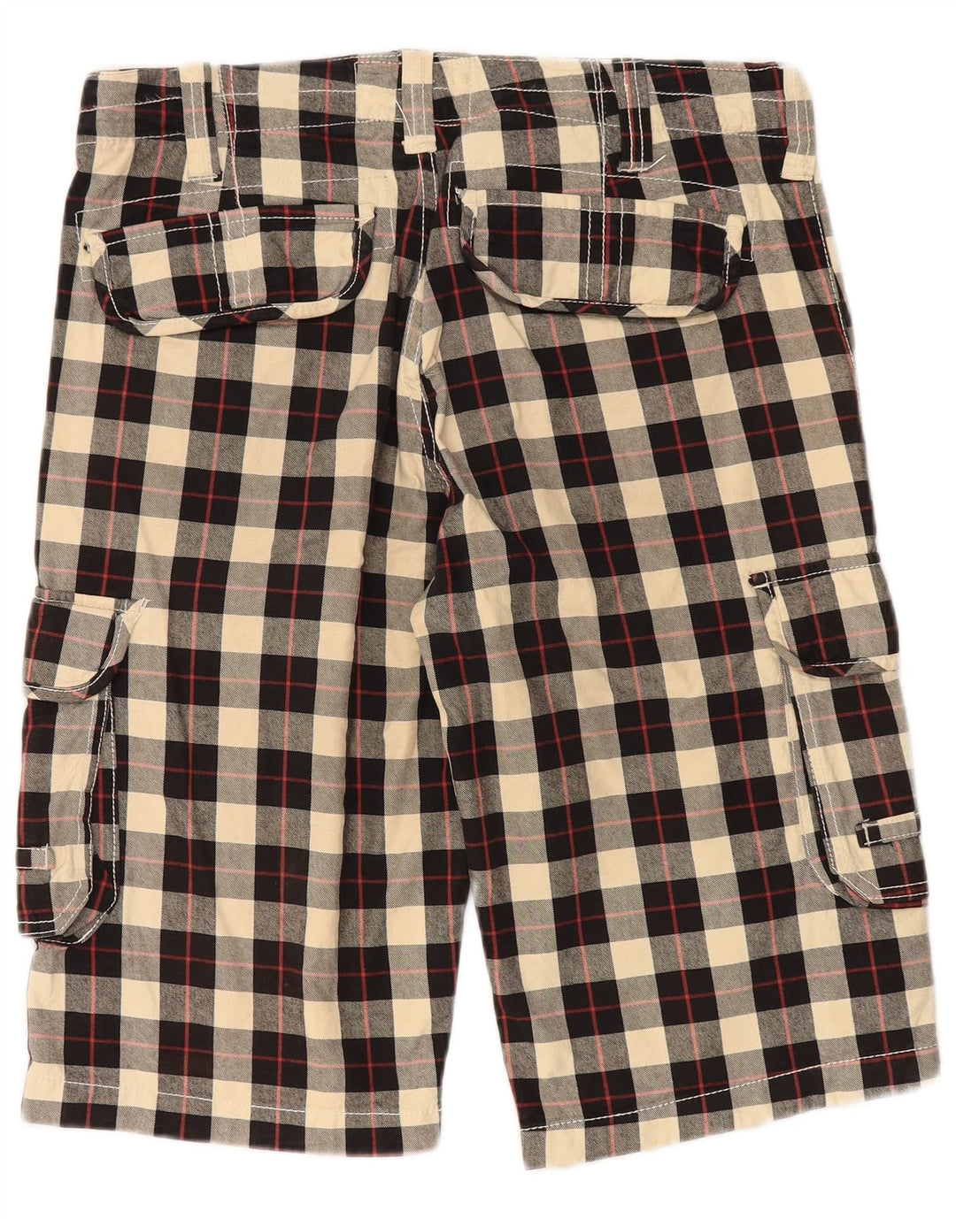 Vintage Mens Cargo Shorts W34 Large Black Check Cotton