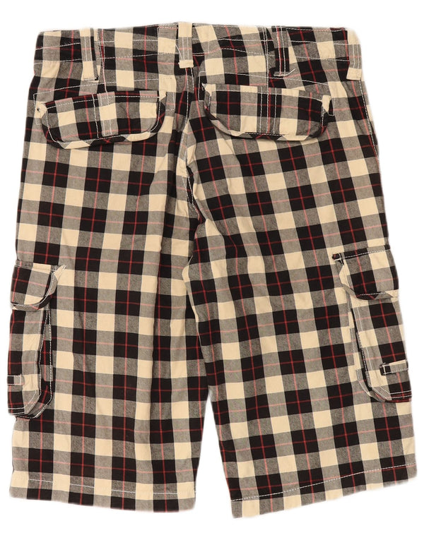 Vintage Mens Cargo Shorts W34 Large Black Check Cotton