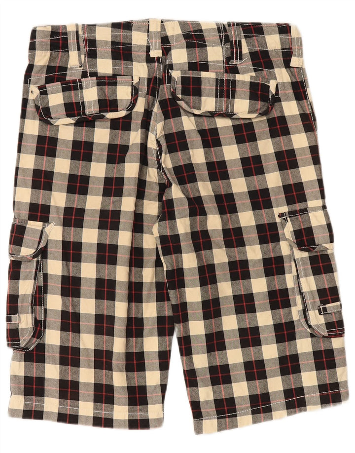 Vintage Mens Cargo Shorts W34 Large Black Check Cotton