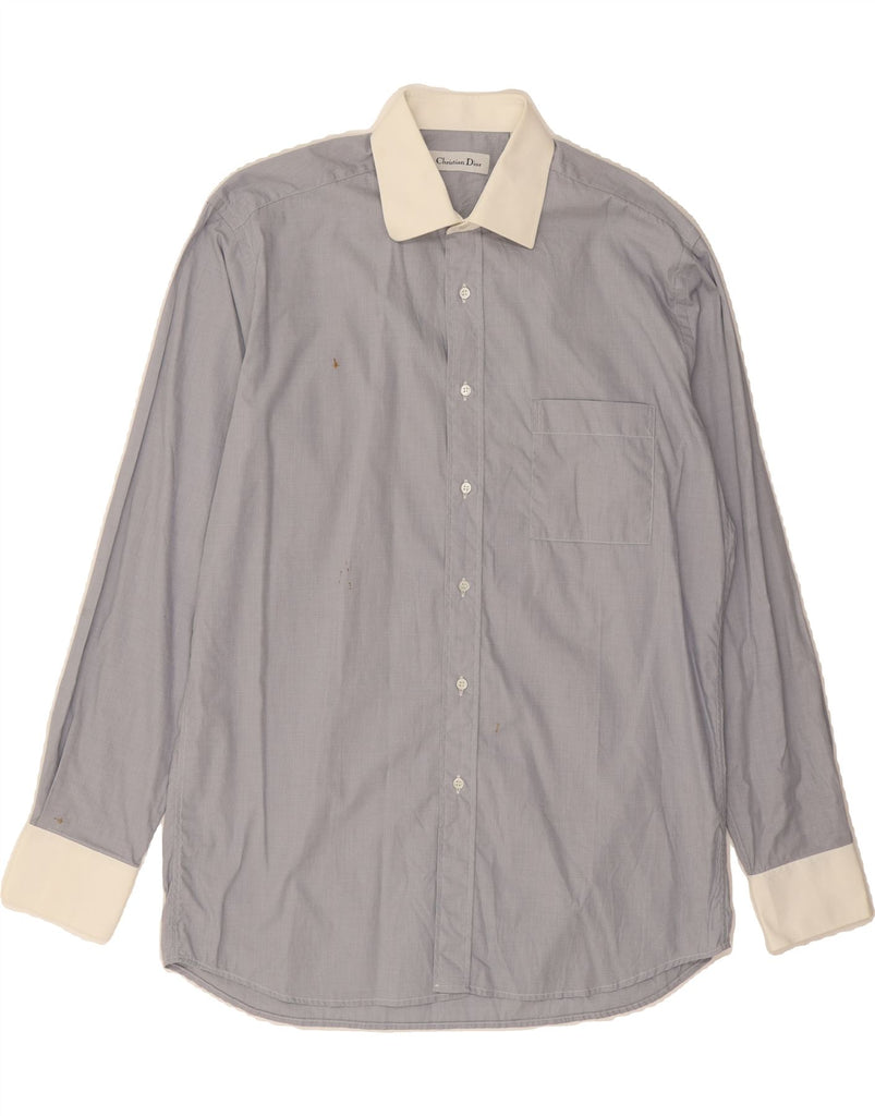 CHRISTIAN DIOR Mens Shirt Size 15 1/2 39 Medium Blue Vintage Christian Dior and Second-Hand Christian Dior from Messina Hembry 