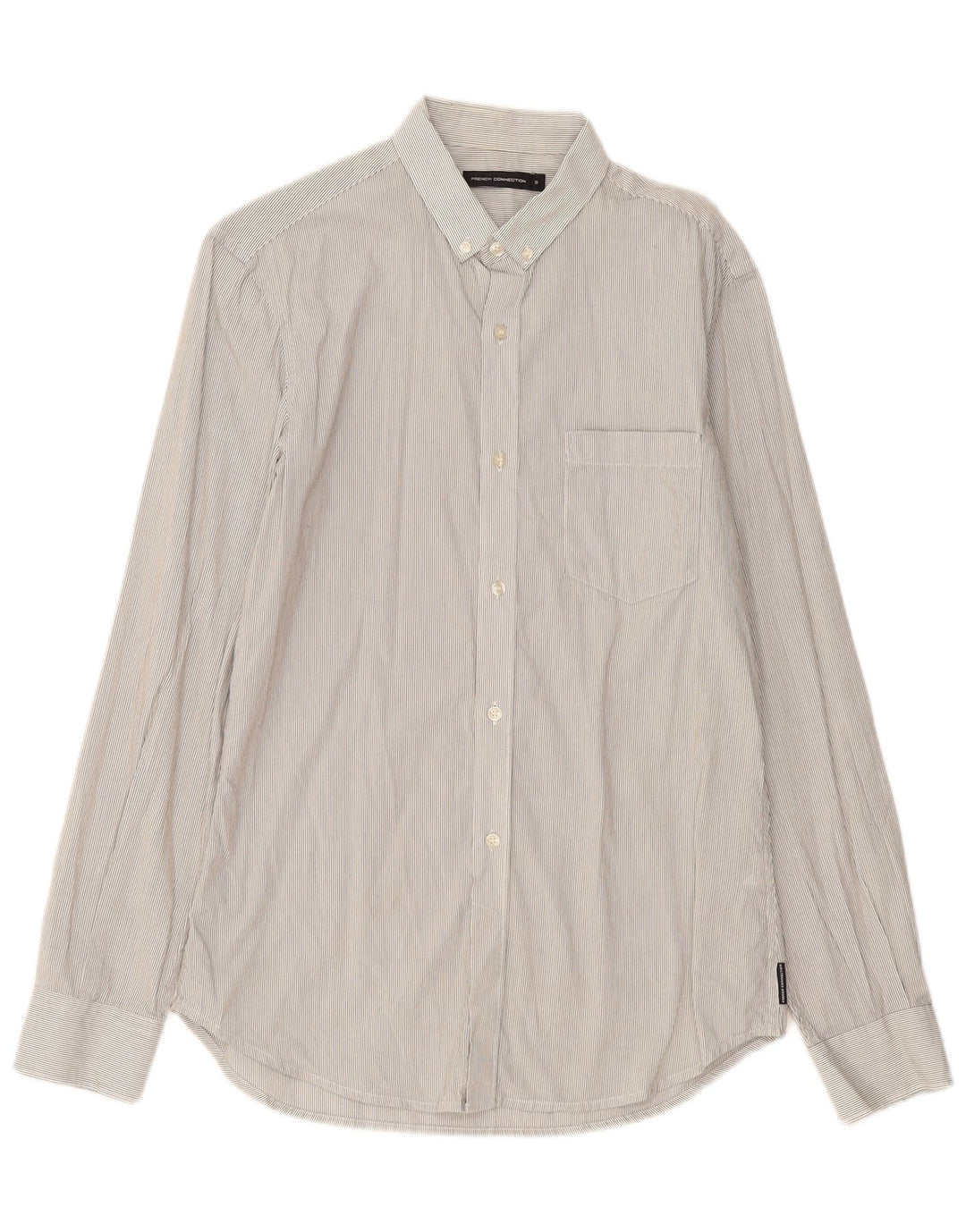 FRENCH CONNECTION Mens Shirt Small Grey Pinstripe Cotton