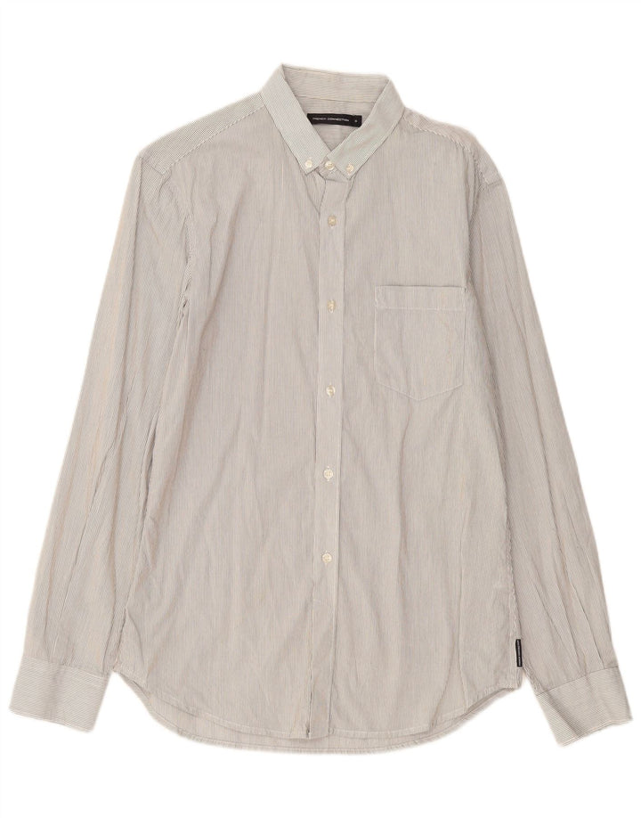 FRENCH CONNECTION Mens Shirt Small Grey Pinstripe Cotton