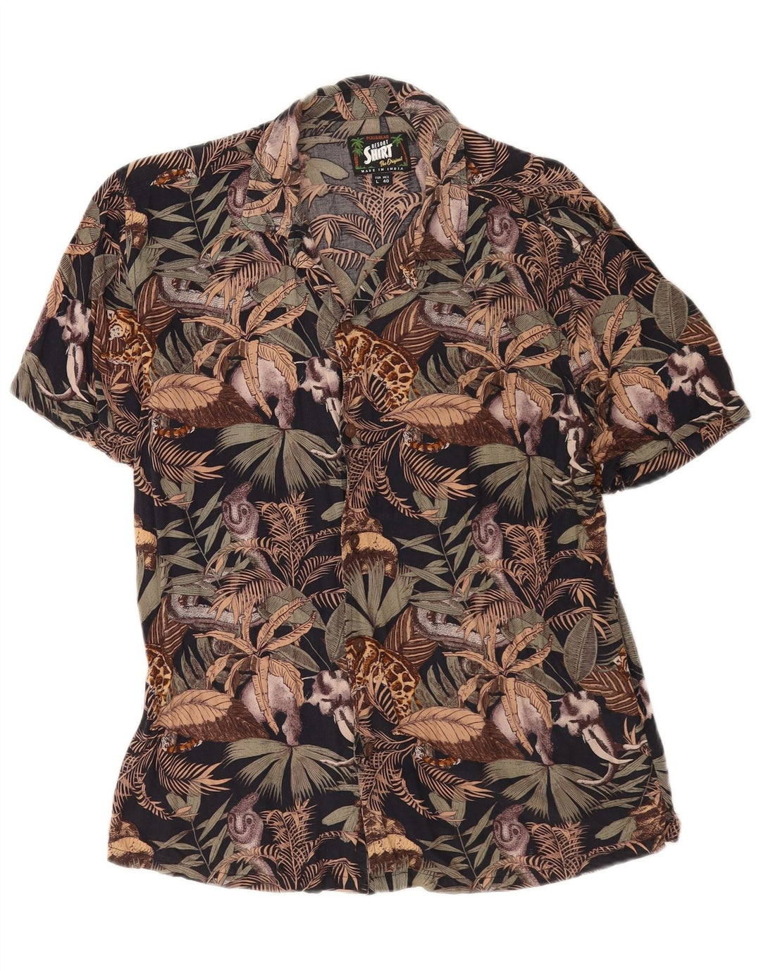 Pull & Bear Mens Short Sleeve Shirt Large Multicoloured Floral Viscose