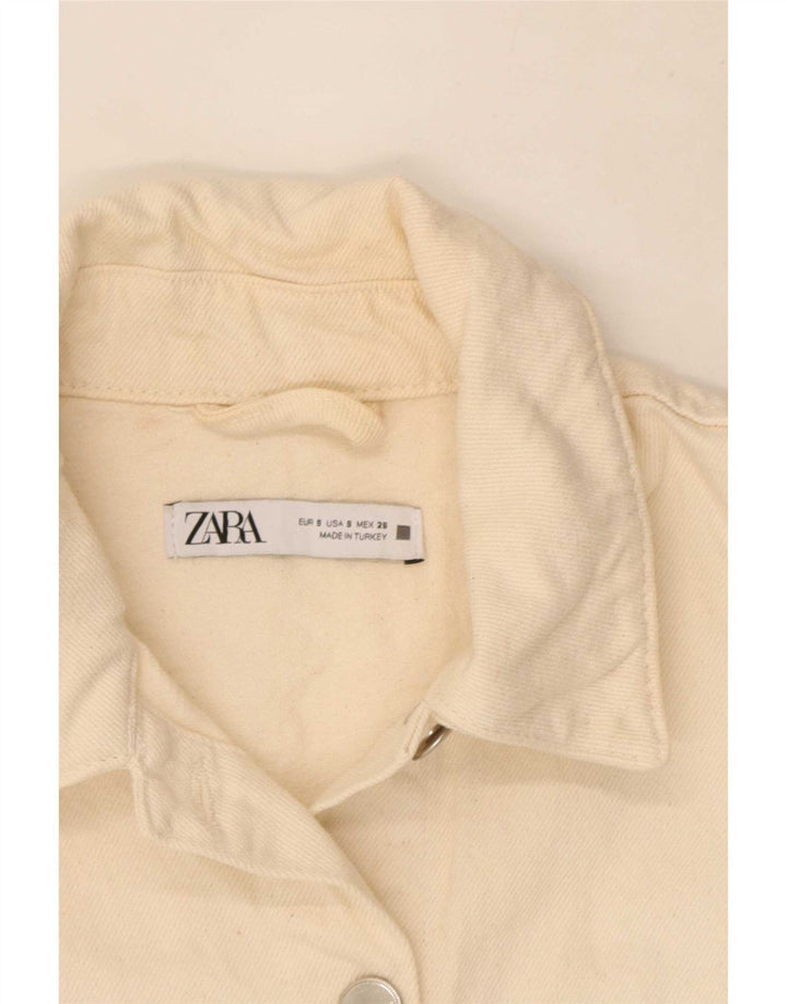 Zara Womens Crop Oversized Denim Jacket UK 10 Small White