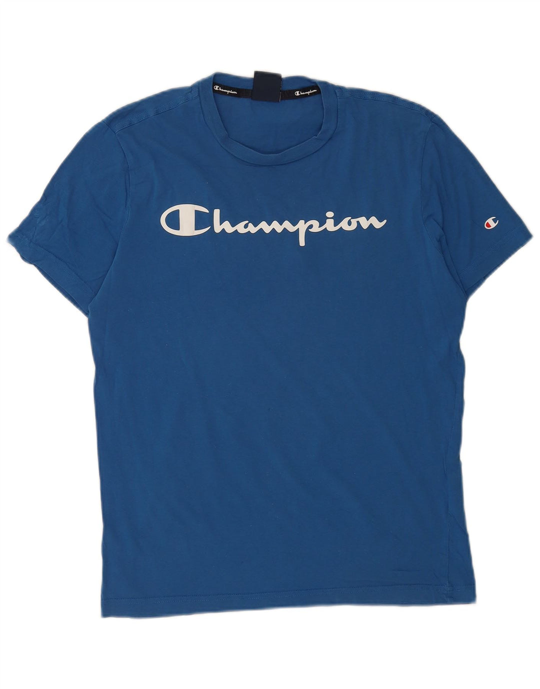Champion Mens Graphic T-Shirt Top Small Blue Cotton