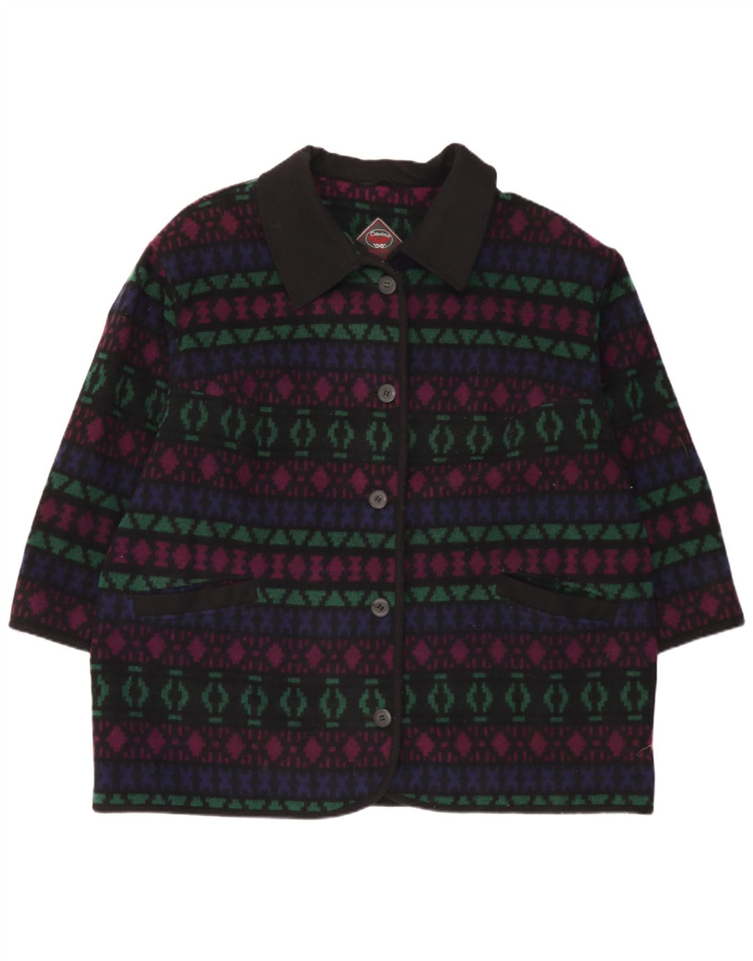 Vintage Womens Overcoat UK 26 5XL Multicoloured Geometric Wool