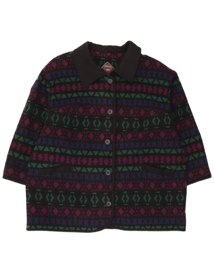 Vintage Womens Overcoat UK 26 5XL Multicoloured Geometric Wool